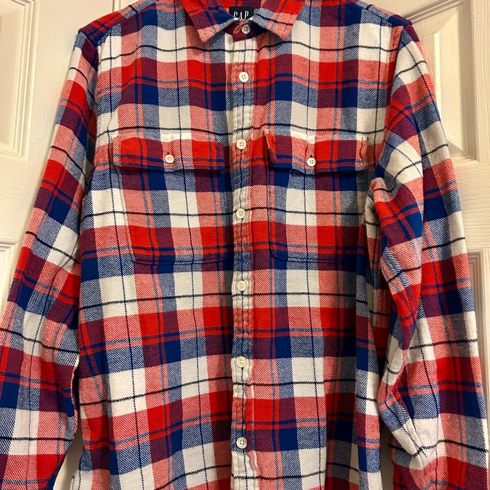 Men’s Heavy Flannel GAP Red and Blue Checkered Shirt